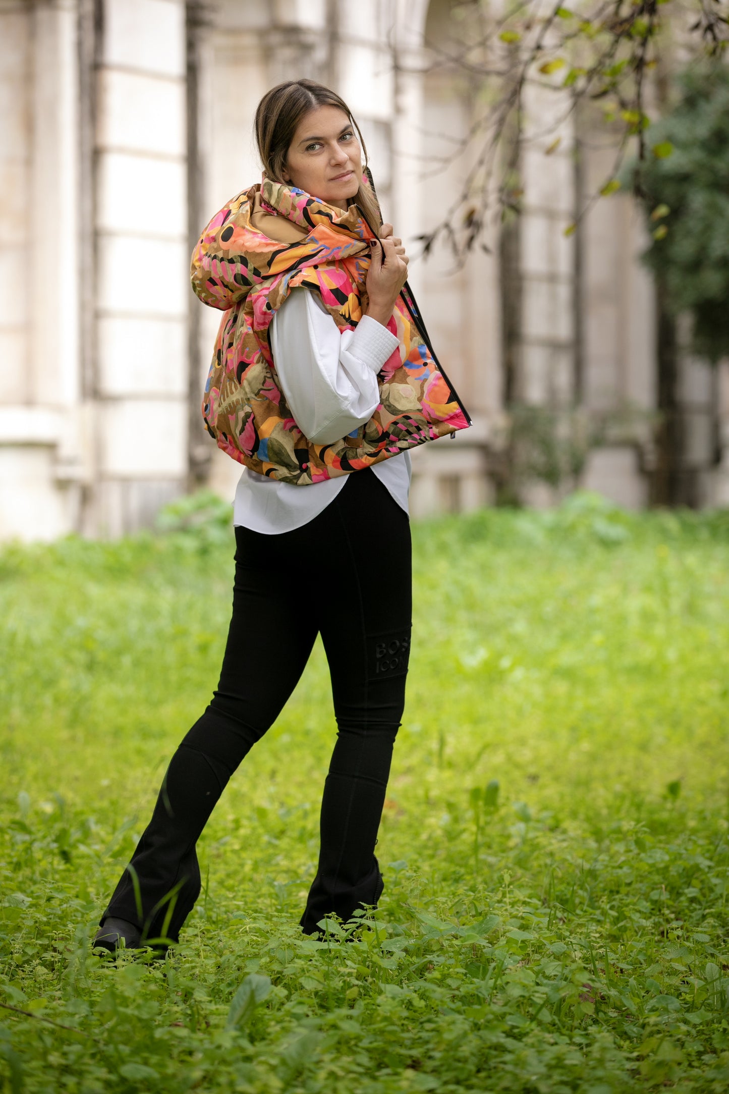Cropped lightweight puffer vest