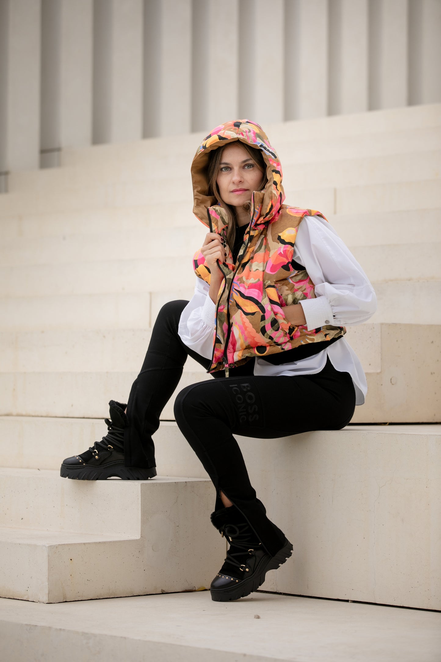 Cropped lightweight puffer vest