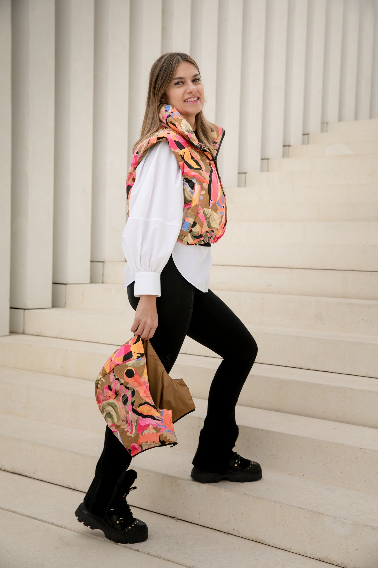 Cropped lightweight puffer vest